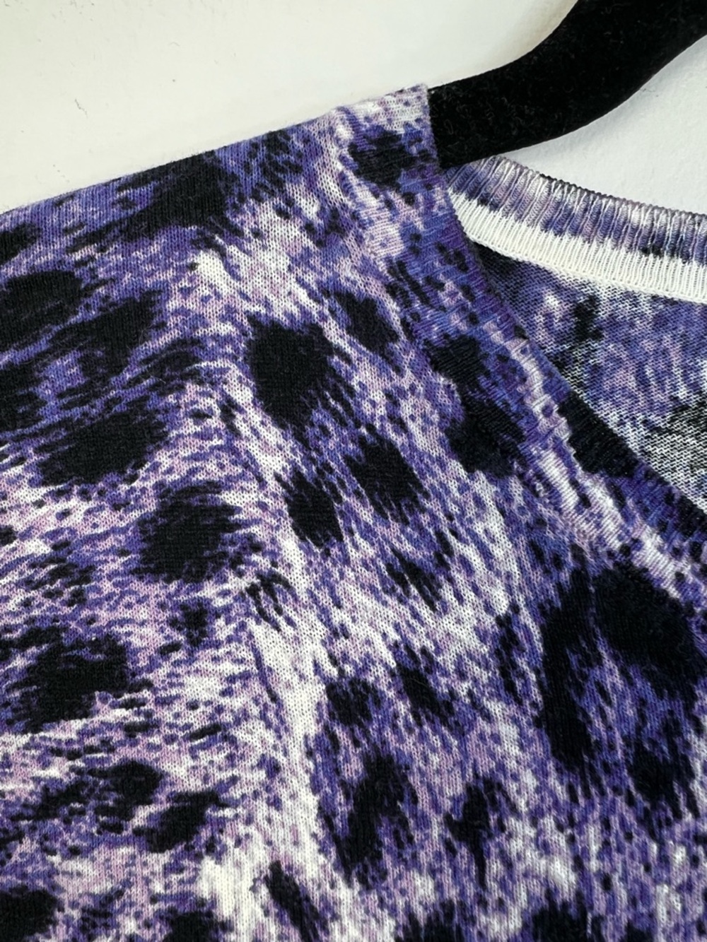 Just Cavalli archival purple digital leopard print fine knit boxy sweater S - Picture 8 of 15